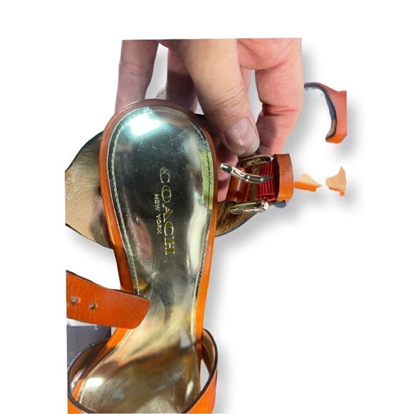 COACH - deep orange leather heels - Picture 6 of 6